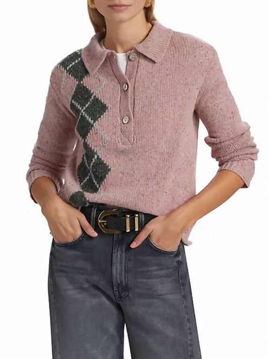 Lingua Franca - LEE TWEED ARGYLE POLO SHIRT