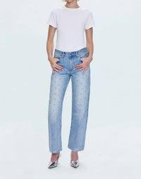 PISTOLA Lexi Mid Rise Bowed Straight Jean in aries 2 - women's jeans