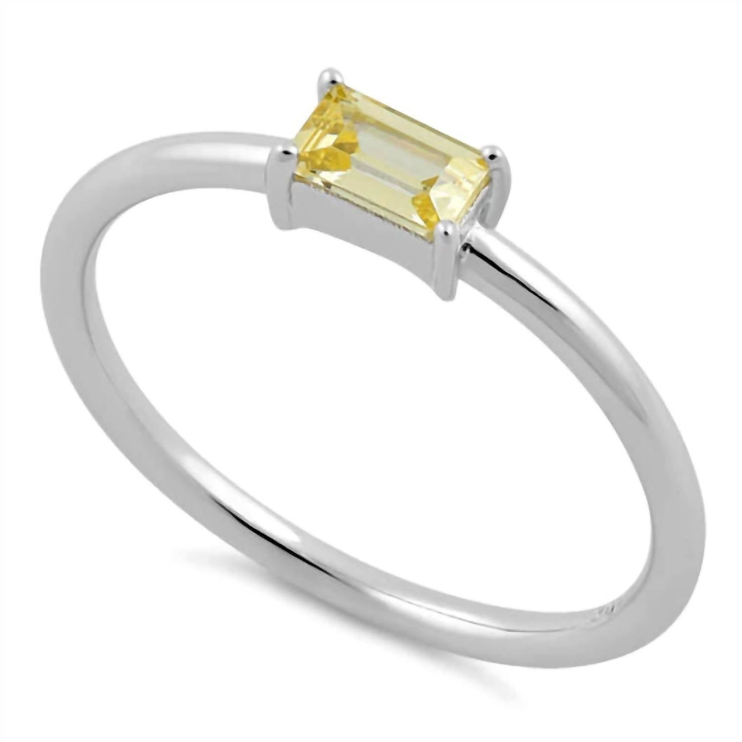 Starlette Women's Emerald Cut Stackable Ring in silver - women's jewelry