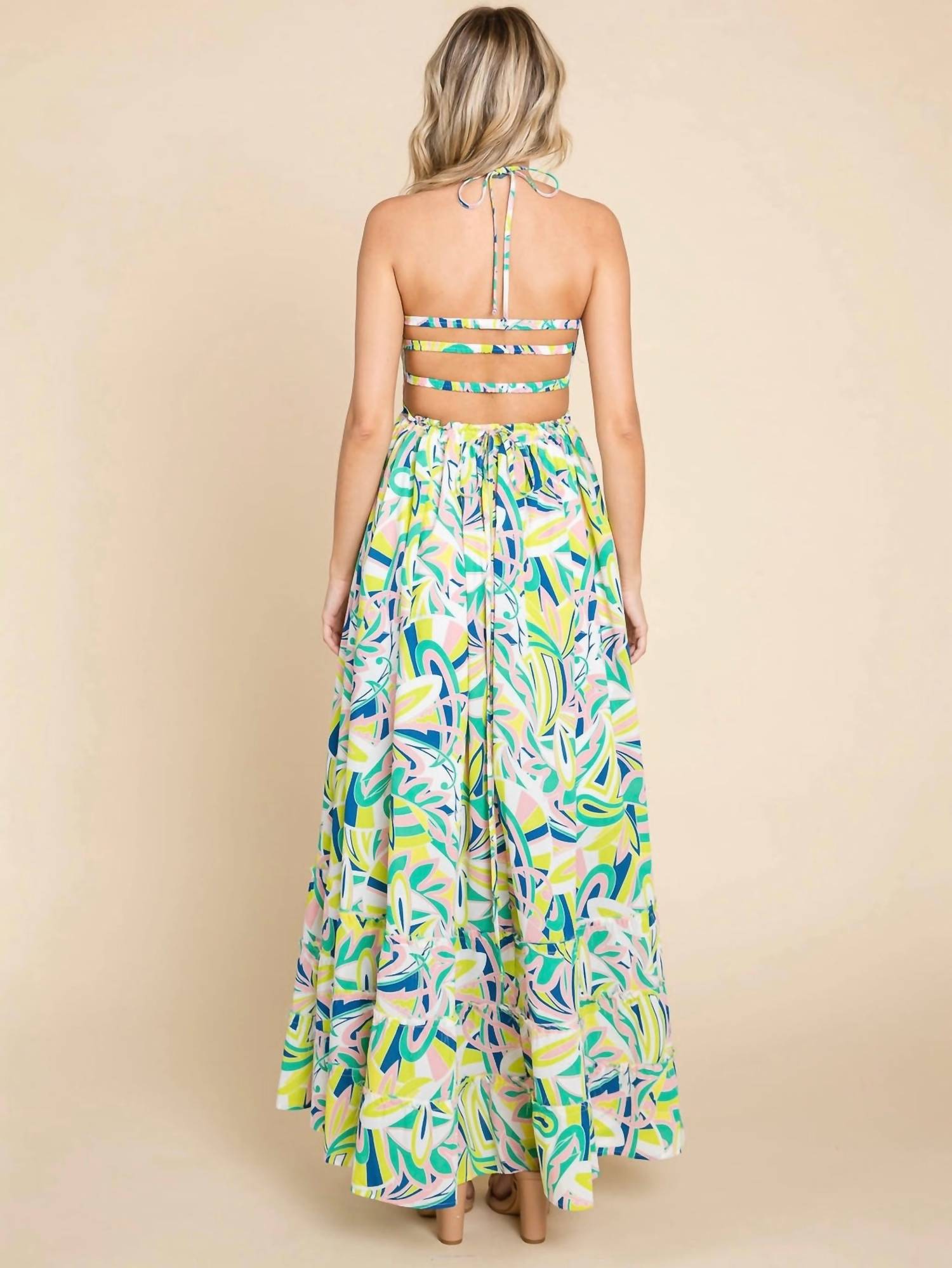 Rolypoly - Floral Halter Cami Sun Maxi Dress