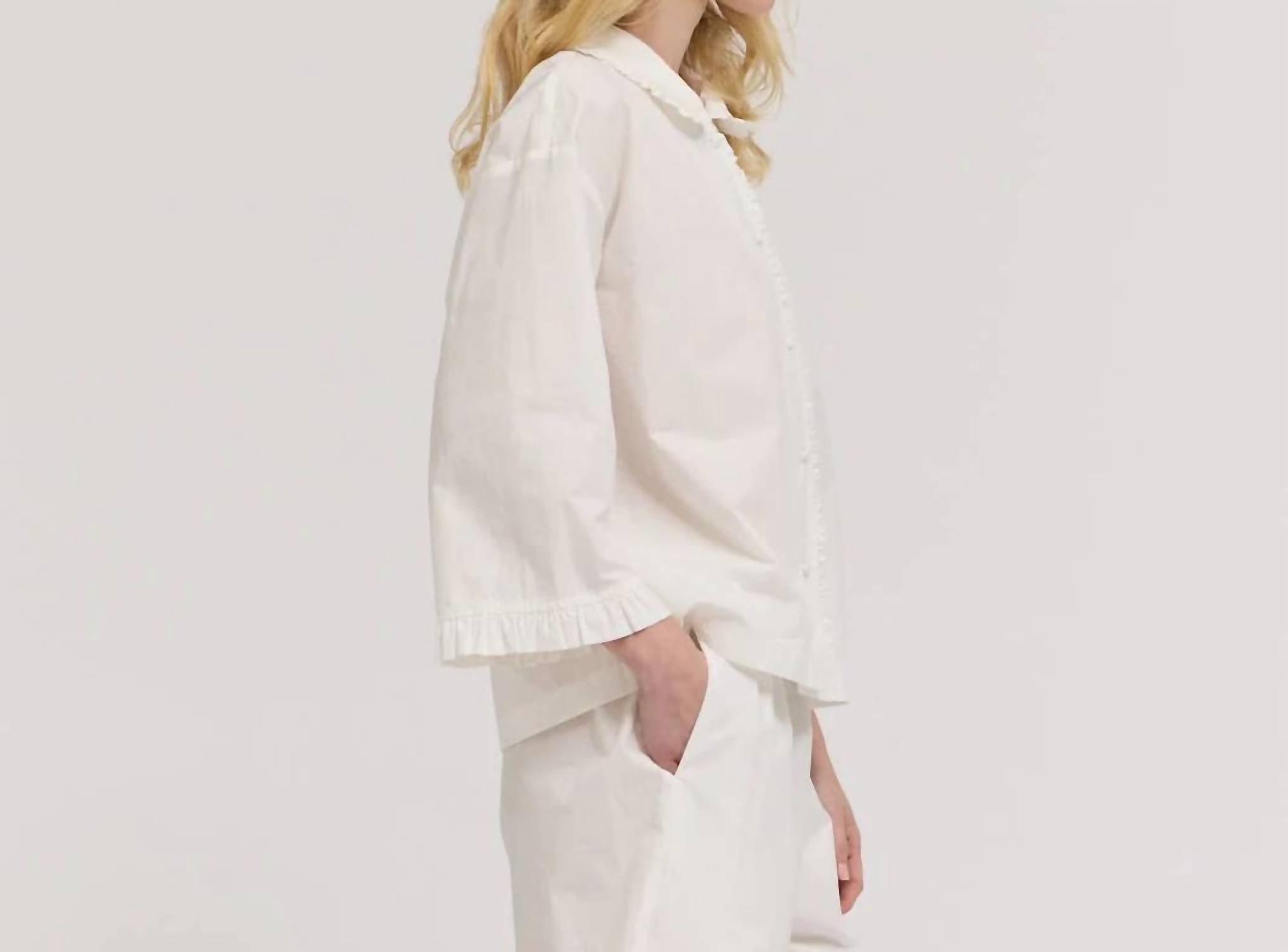 Grade & Gather - Ruffle Detail Collared Blouse