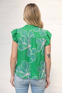 Voy - Applique Floral Ruffle Top
