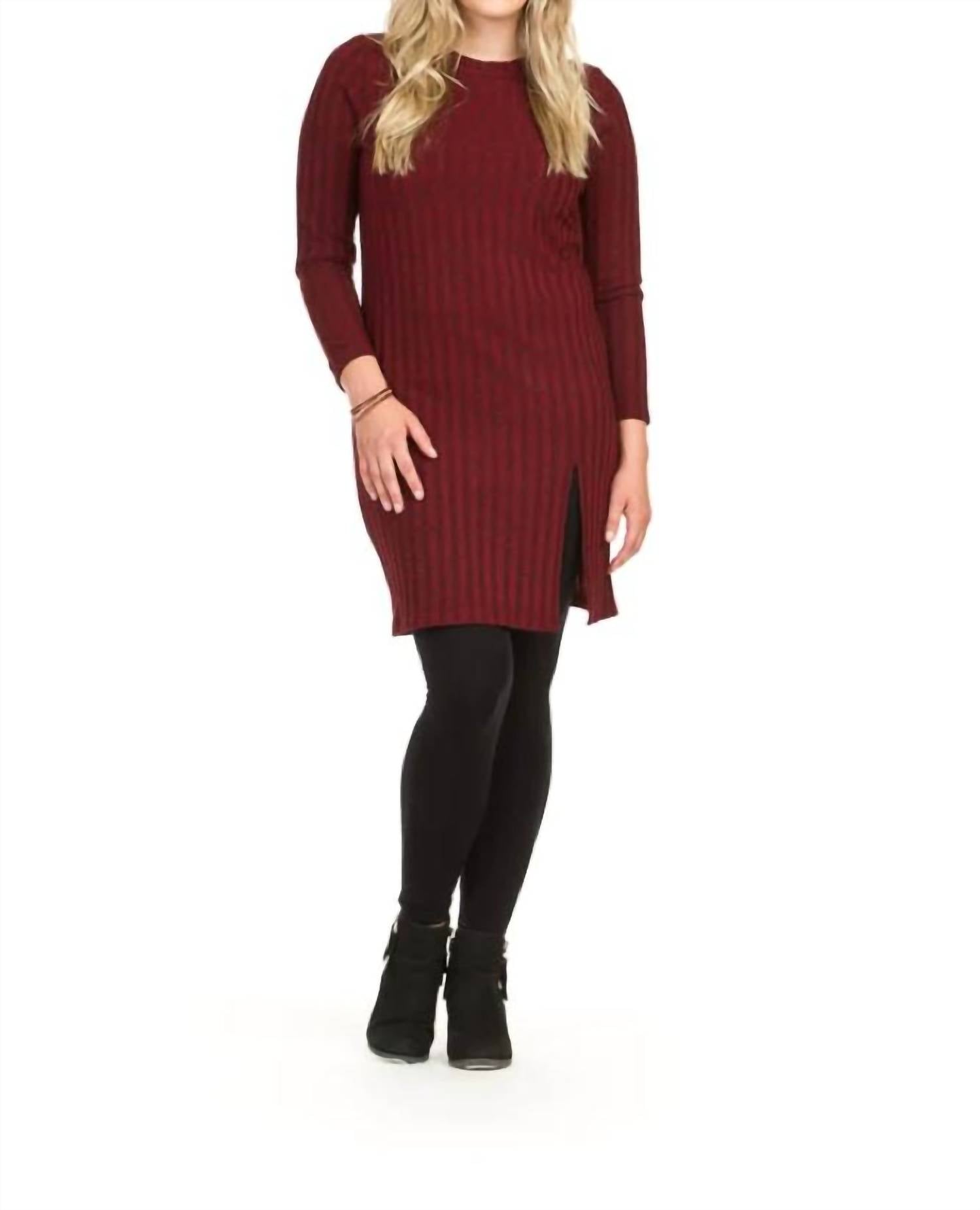 Papillon - Ribbed Midi Long Sleeve Tunic Dress