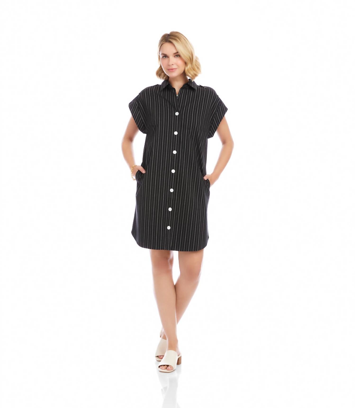 Karen Kane - Stripe Cap Sleeve Shirtdress