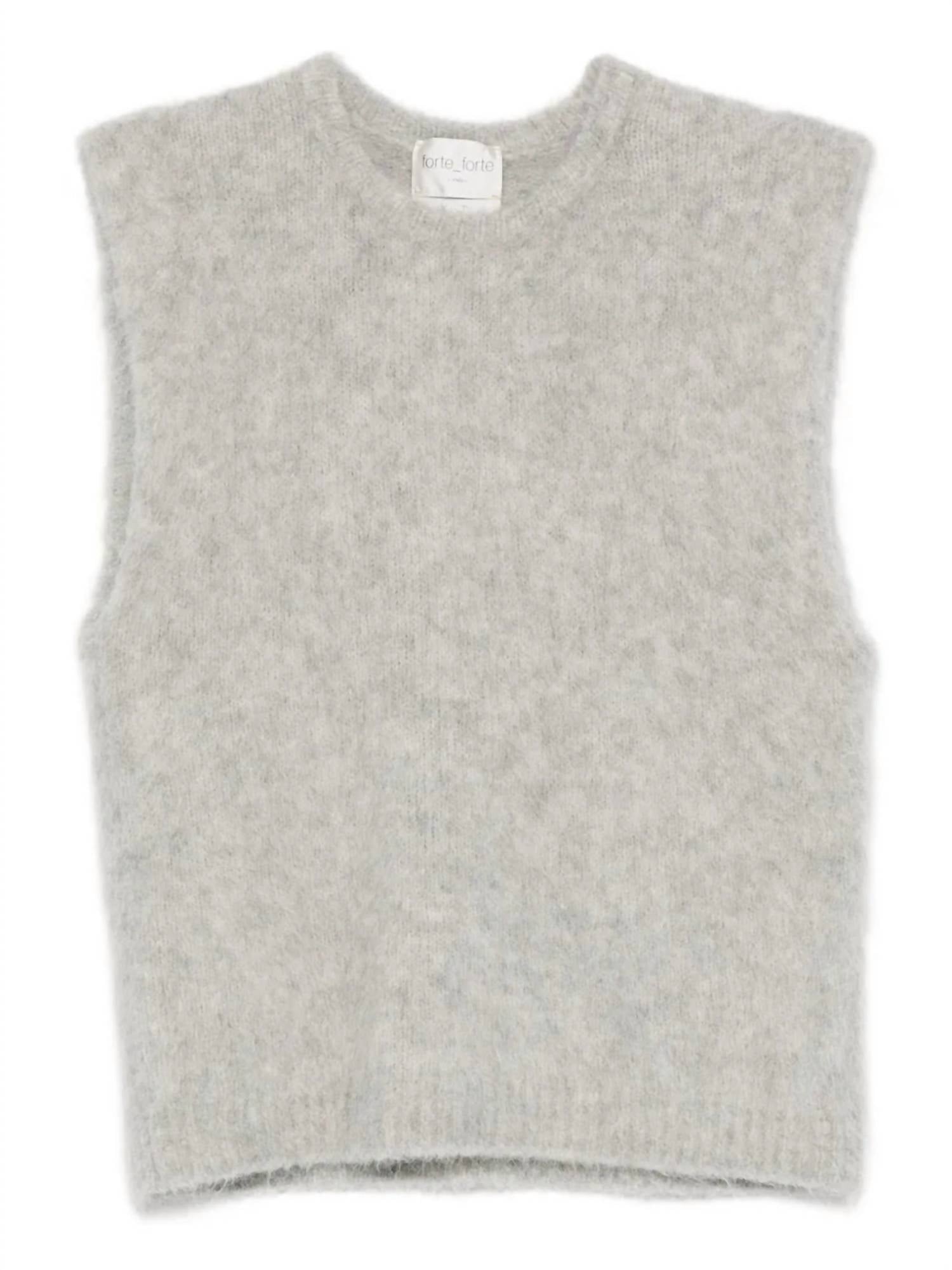 forte forte Baby Alpaca Knit Vest in pearl - women's tank top - view 4