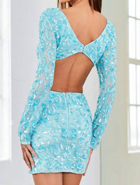Scala - Embellished Sequin Cut-out Short Dress