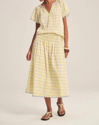 Velvet By Graham & Spencer - Deborah Printed Cotton Stripe Skirt
