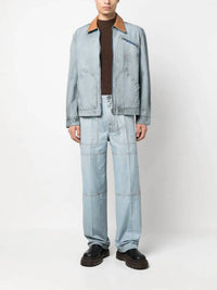 DIESEL Intentionally Dirty Effect Full Zip J-chart Jacket in blue brown - men's jacket