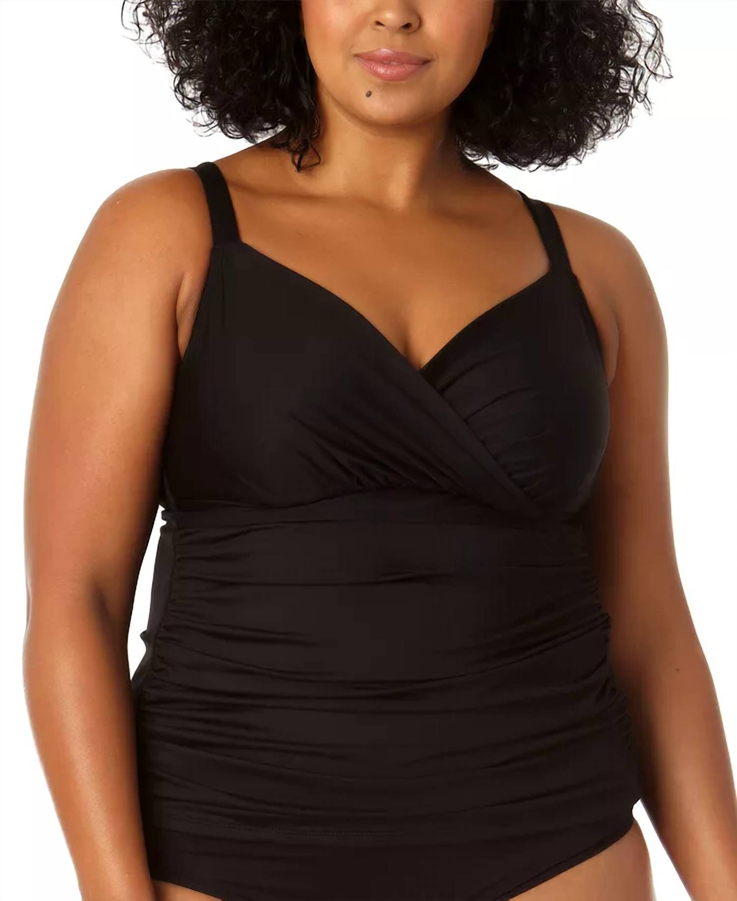 Anne Cole - SURPLICE NECK RUSHED TANKINI TOP
