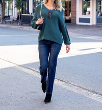 Grace and Lace Boyfriend Slouchy Knit Sweater in blue spruce - women's sweater - view 6