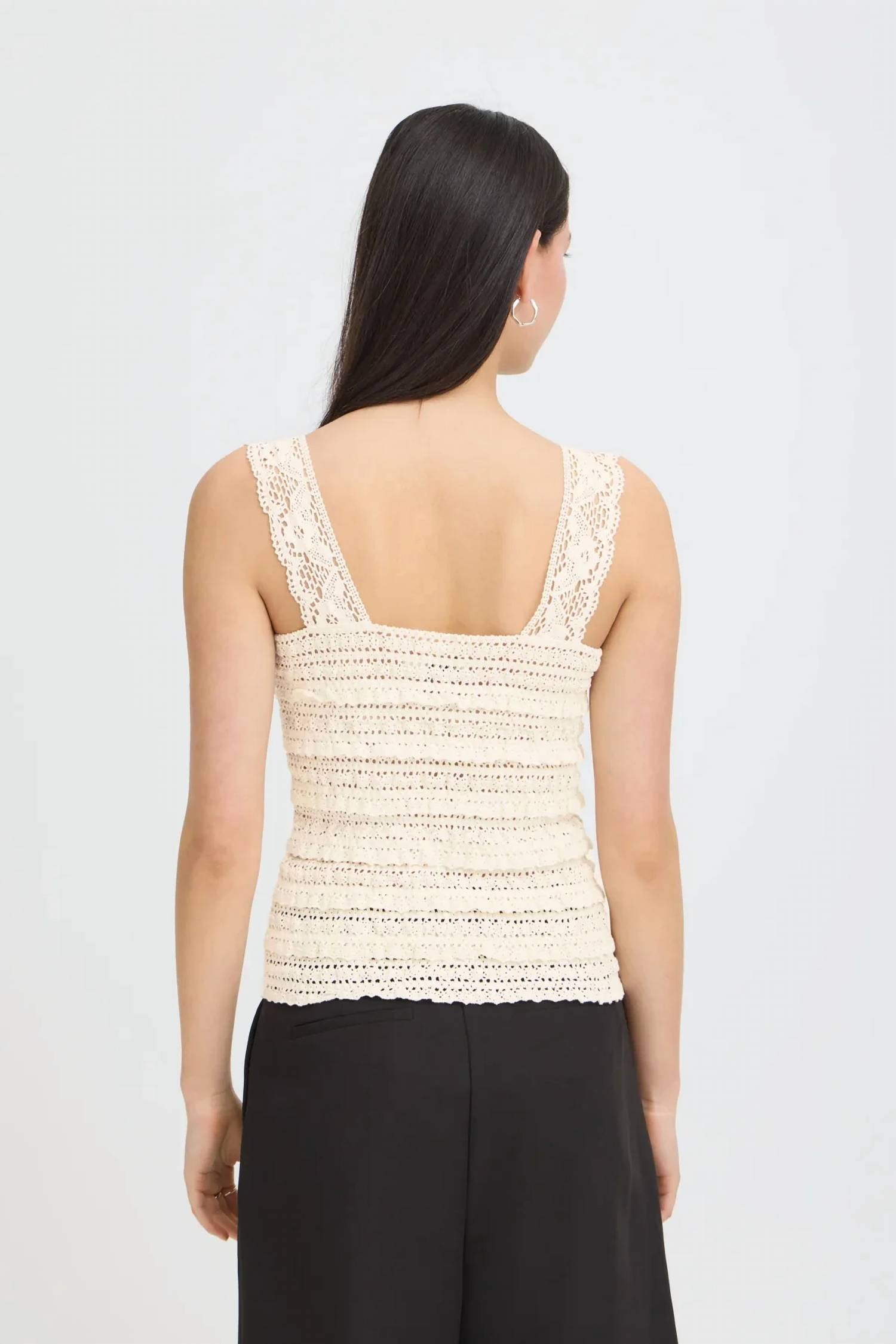 Ichi - Marla Open Knit Tank Top