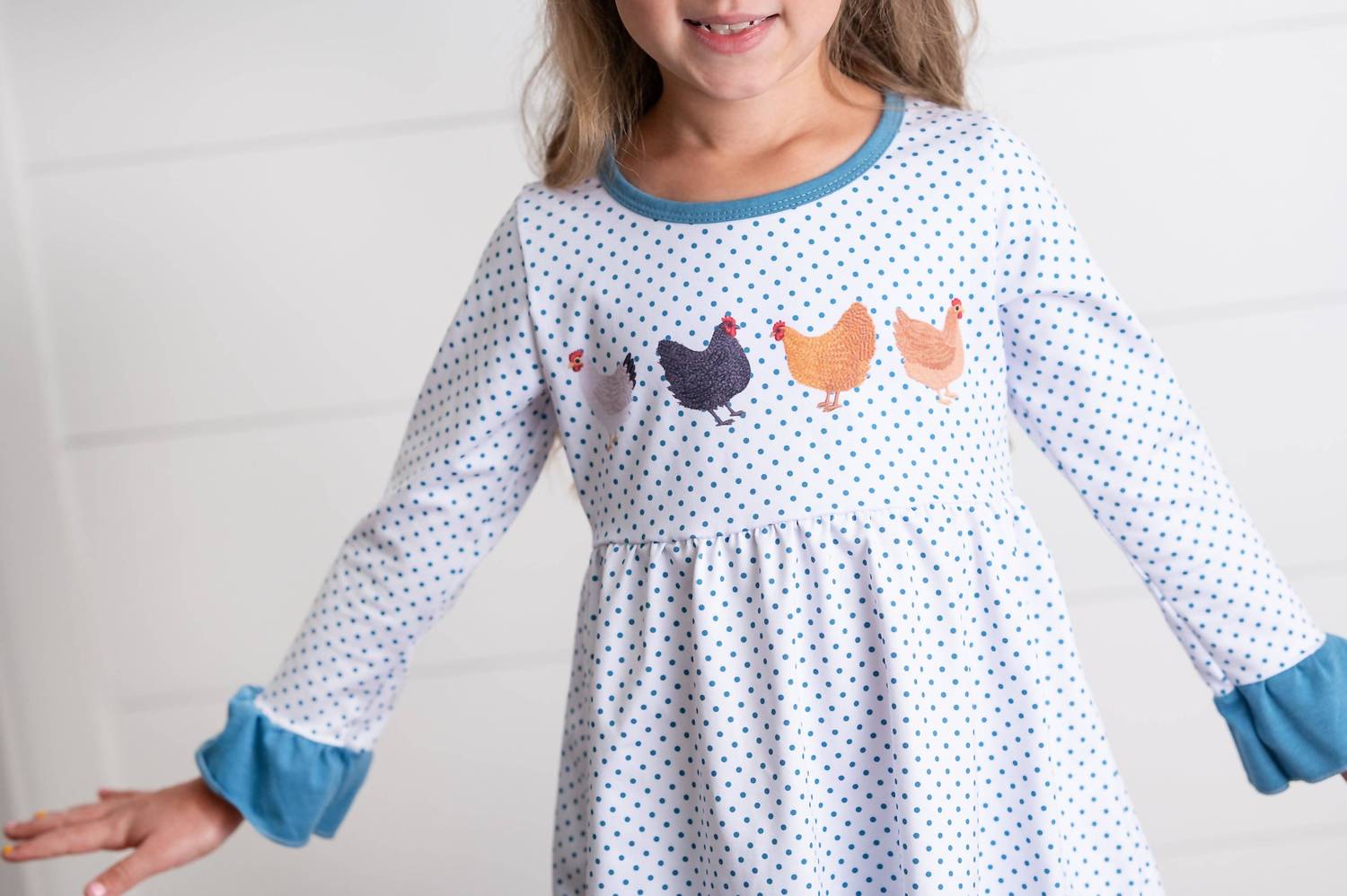 Adorable Sweetness - Girl's Polka Dot Chicken Pant Set