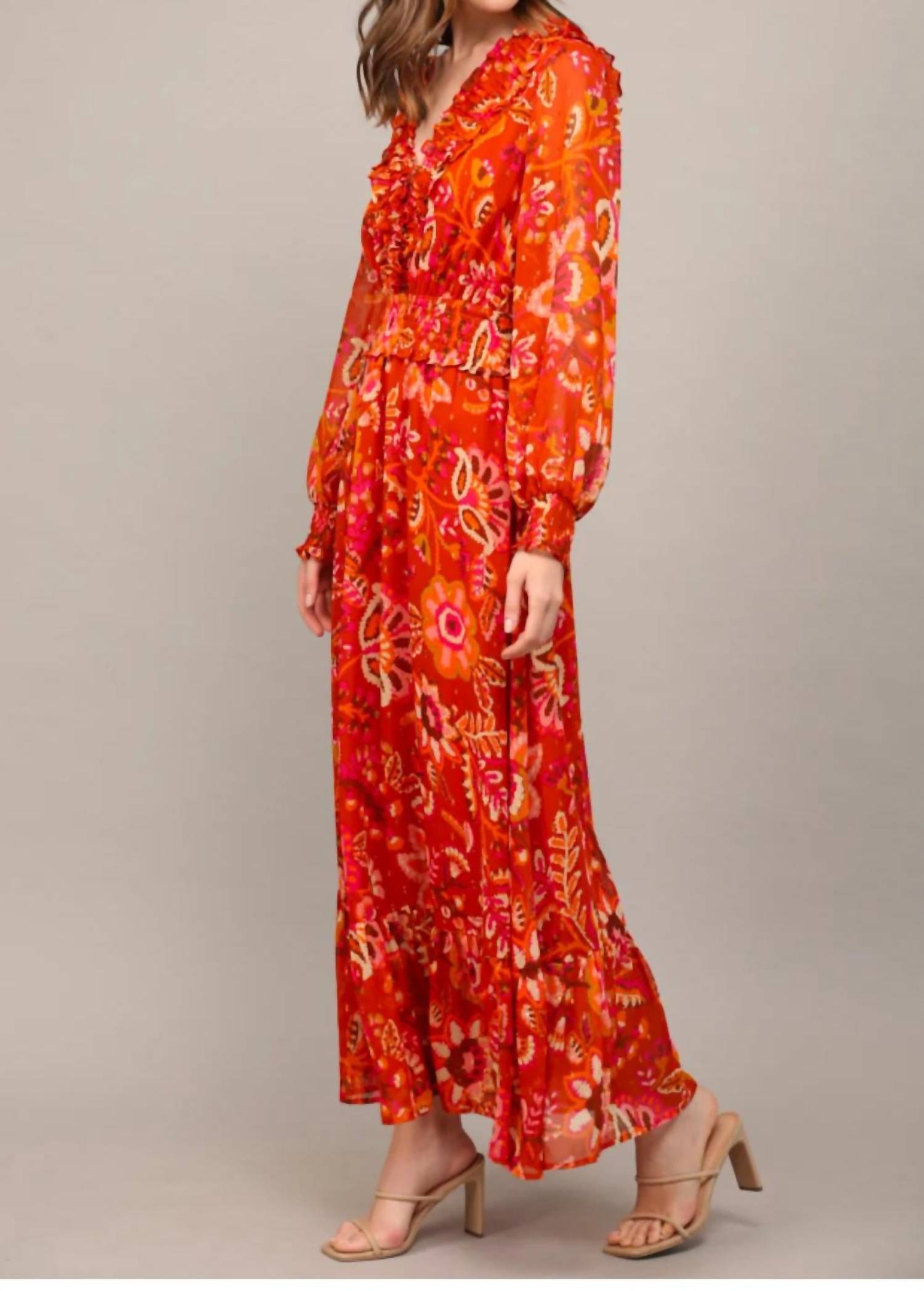 Fate - Lurex Chiffon Ruffle Dress