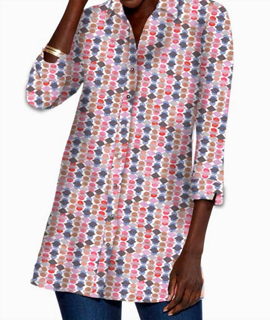 Nic + Zoe - Geo Dot Crinkle shirt