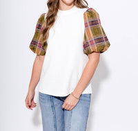 Thml - Plaid Perfection Puff Sleeve Top