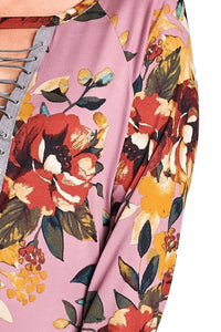 Umgee - Floral Lace Up Top - PLUS