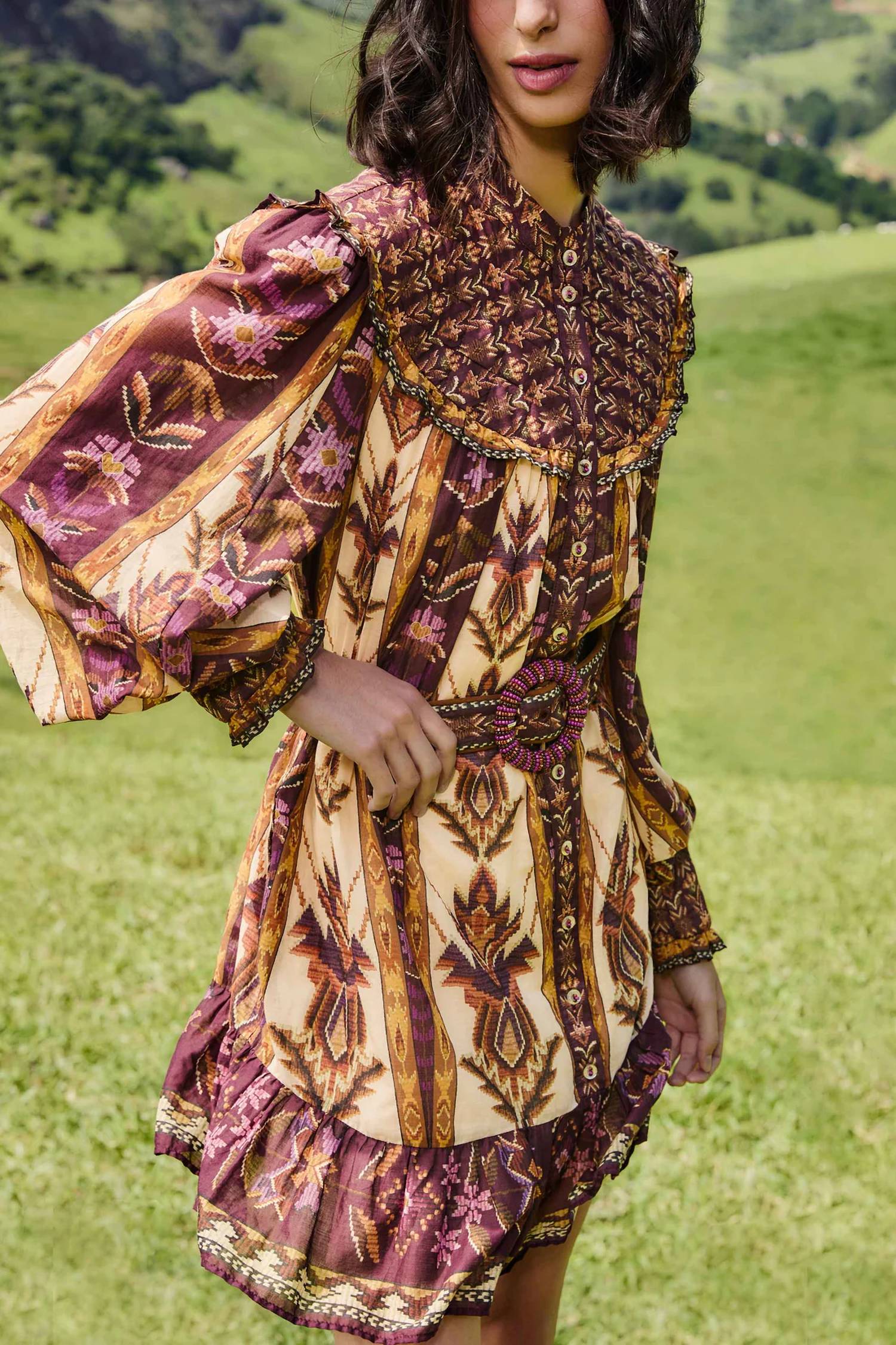 Farm Rio - Embroidered Tapestry Mini Dress