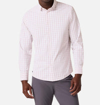 Mizzen + Main Leeward No Tuck Shirt Top in aluminum hampton plaid - men's long sleeve top - detail view