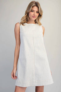 Ee:Some - Pinstriped Back Zipper Mini Dress