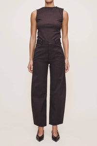 DL1961 - Women's Miro Twill Barrel Pant in brown blue stripe - women's pants