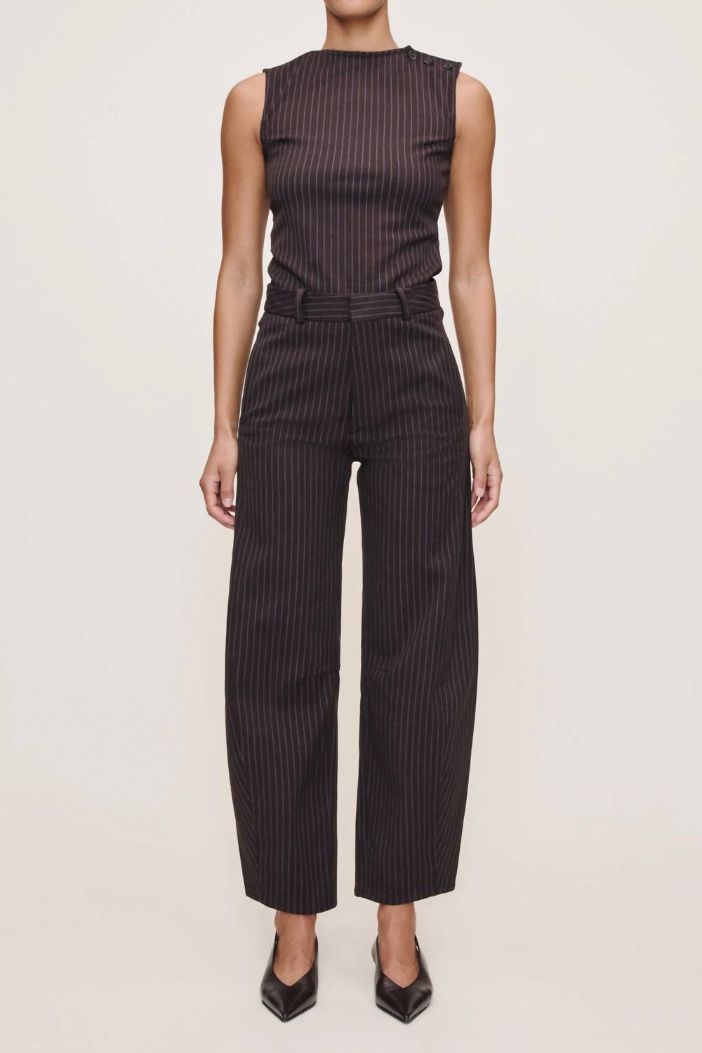 DL1961 - Women's Miro Twill Barrel Pant in brown blue stripe - women's pants