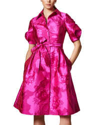 Teri Jon - Puff Sleeve Abstract Dress
