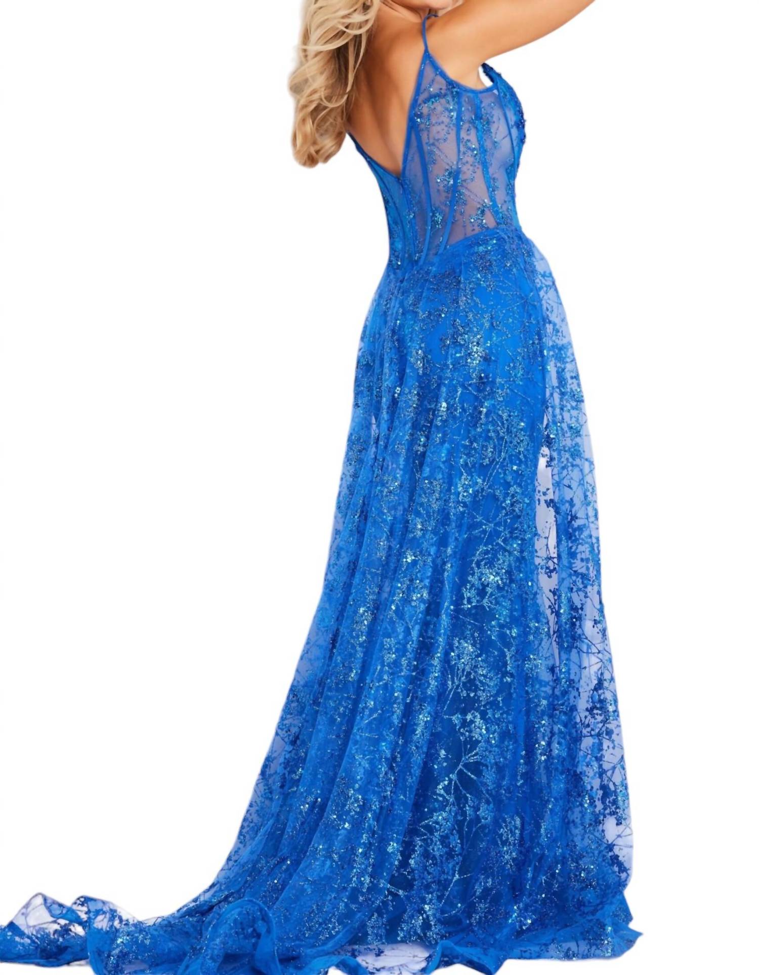 Jovani - AMYTHYST EMBELLISHED CORSET BODICE DRESS