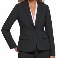 CALVIN KLEIN Blazer Tailored Suit Jacket in black - women's jacket - detail view