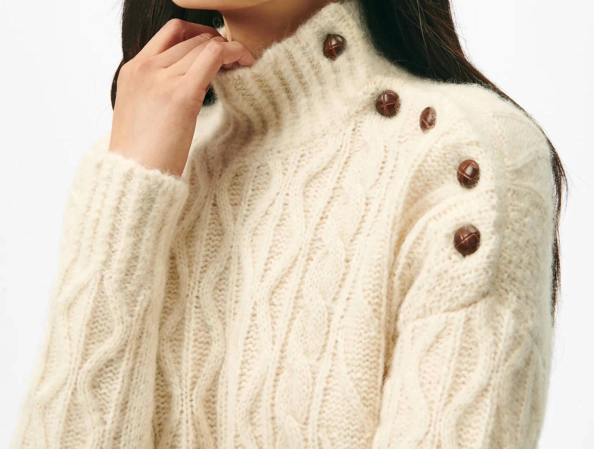 Brooks Brothers - Funnel Neck Aran Llama Blend Sweater