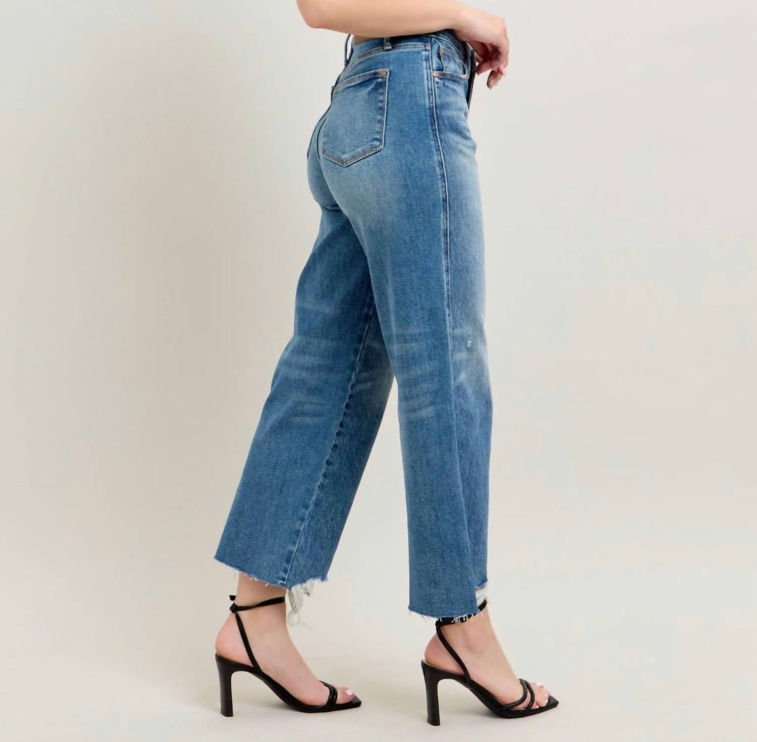 Judy Blue - High Waist Rigid Magic Destroy Hem Crop Jeans