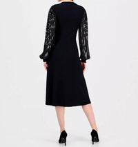 T Tahari - Embellished-sleeve Ribbed Dress