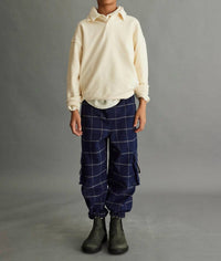 Cozmo Kid's Tobias Plaid Flannel Pants in navy - kids' joggers