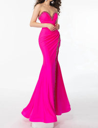 Ava Presley - Strapless Beaded Trim Prom Gown