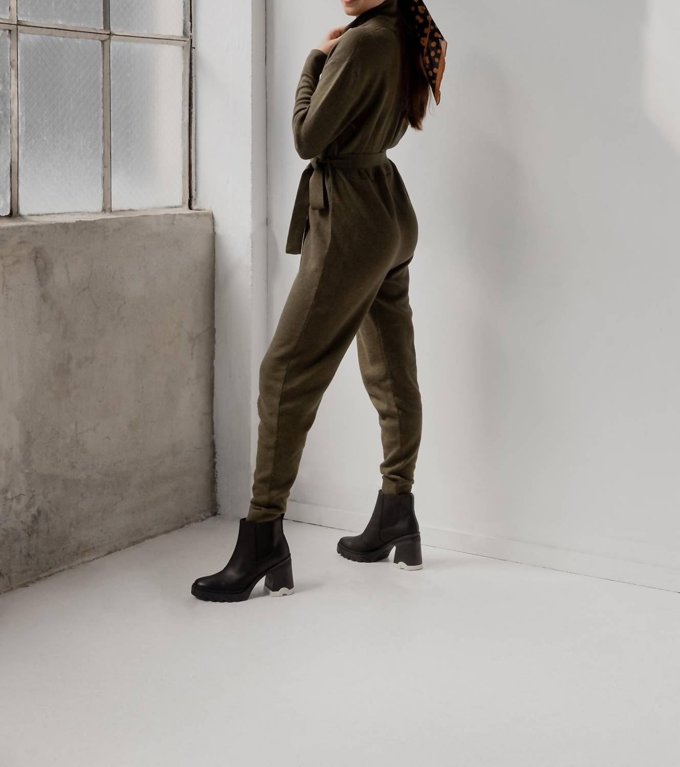 SSKEIN Wrap Neck Jumpsuit in hunter - women's pants - alternate view