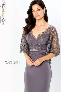 Montage by Mon Cheri Batwing Long Dress in dark grey - women's dress - alternate view