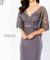 Montage by Mon Cheri Batwing Long Dress in dark grey - women's dress - detail view