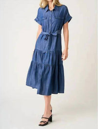 Mittoshop - Connar Tiered Shirt Style Midi Dress