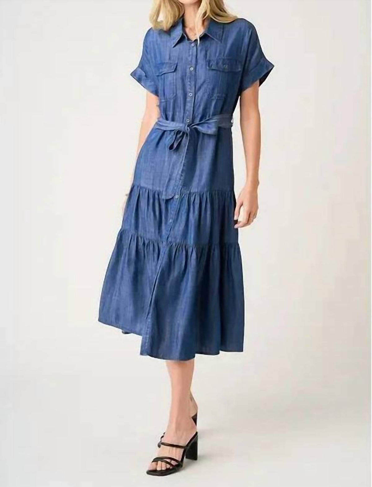 Mittoshop - Connar Tiered Shirt Style Midi Dress