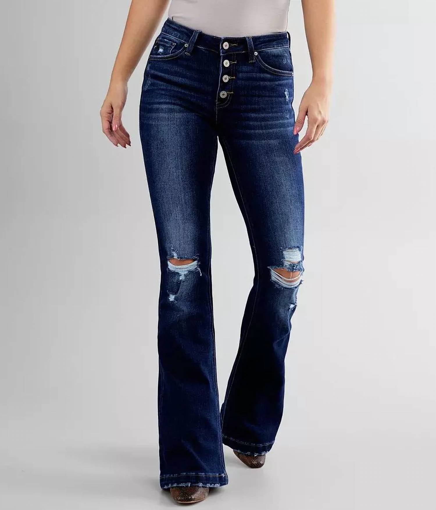 Kancan - Mid Rise Flare Stretch Jeans