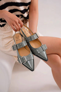 Beast Fashion - Women's Buckle Strap Slingback Flats