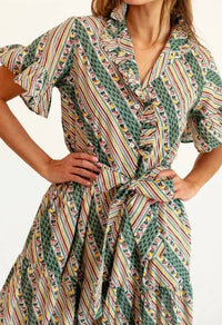 MILLE Victoria Maxi Dress in rose stripe - women's dress - detail view