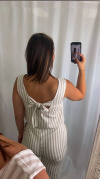 Blu Pepper - Stripe Linen Back Tie Detail Set