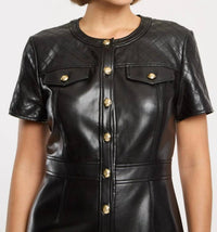 cinq a sept Quilted Layla Mini Dress in black - women's dress - alternate view