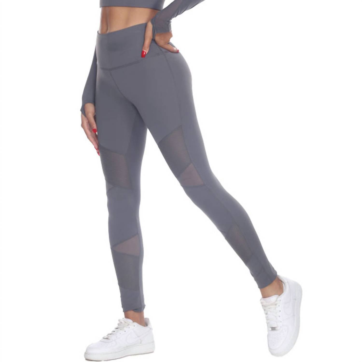 GOLDHAUS Moto Rider Leggings in grey - women's pants - alternate view