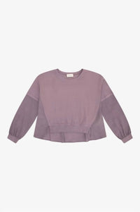 Tenly - Girl's Cotton Gauze Mixed Media Long Sleeve Top
