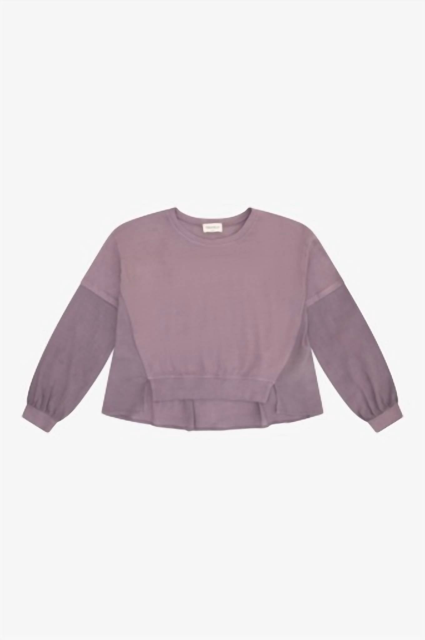 Tenly - Girl's Cotton Gauze Mixed Media Long Sleeve Top