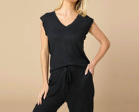 Softies - Dream Ruffle V-neck Top With Cropped Pant