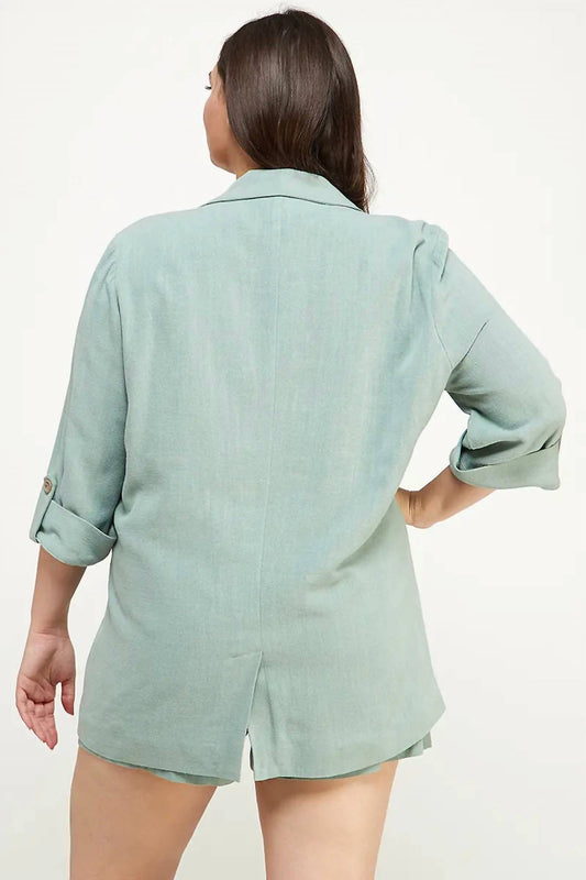Allie Rose - Curvy Linen Blazer - Plus