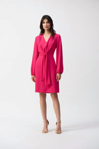 Joseph Ribkoff - Long Puff Sleeves V-neck Dress