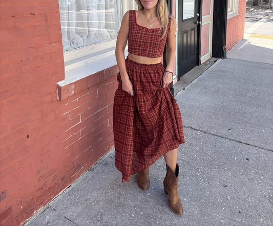 Blu Pepper - Plaid Midi Skirt